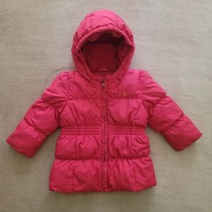 Ralph Lauren Baby Girl Fuscia Hooded Down Puffer Jacket Size 24 Months